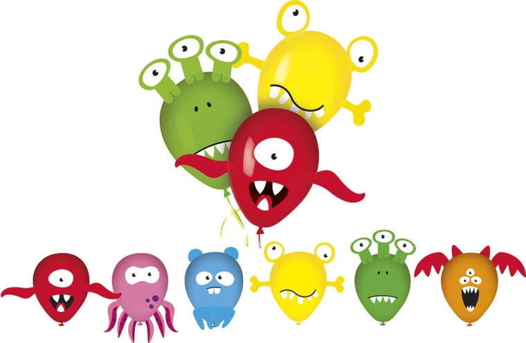 Baloni z motivi MY PARTY Monsters, 6 kos