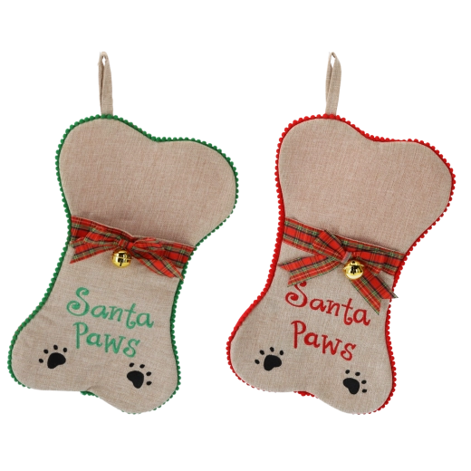 Božični okrasek za hišne ljubljenčke v obliki kosti s trakom 24 × 41 cm