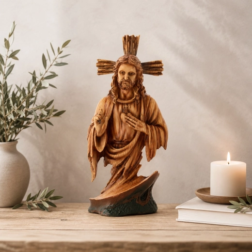 Polyresin Sacred Heart of Jesus Figurine, 36 cm