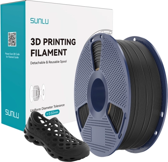 Sunlu TPU 95A filament za 3D-tiskanje 1,75 mm, črn, 1 kg