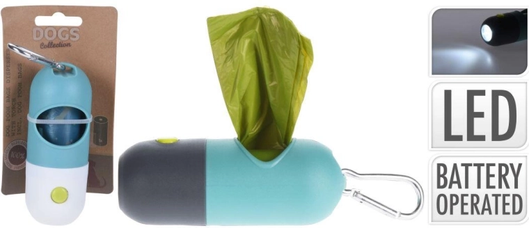 Dozirnik za pasje vrečke z LED-svetilko in karabinom