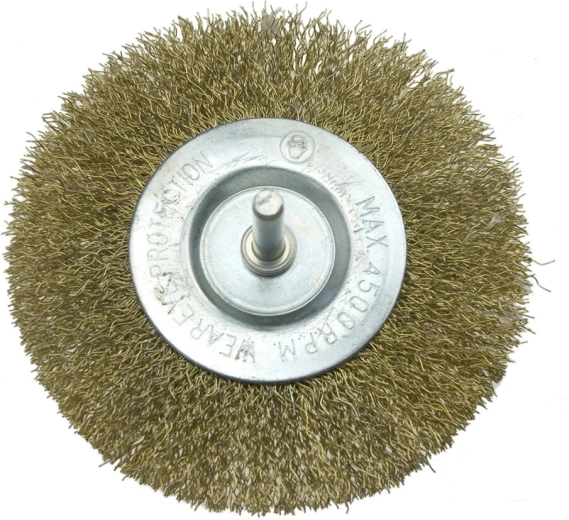 Okrogla krtača s trnom 80 mm, valovita jeklena žica 0,3 mm