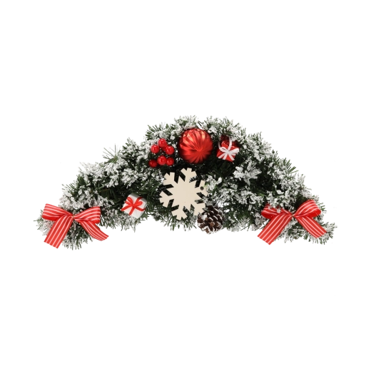 Viseči božični aranžma 46 cm v belo‑rdeči barvi