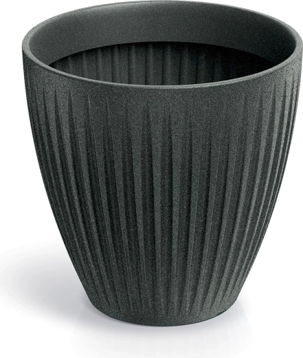 Cvetličnik Latia Round Midl 40 cm – črni granit