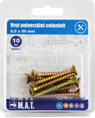 Universal full-thread screws 6 × 50 mm, galvanized, 10 pcs