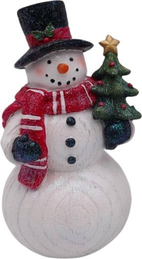 Lesena dekoracija snežak z drevescem