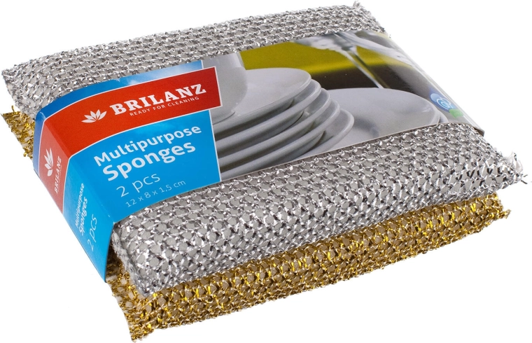 Večnamenska gobica za posodo 12 × 8 cm, mešanica zlate in srebrne, 2 kosa