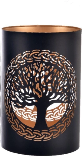 Kovinski svečnik TREE črno-zlat 18 cm