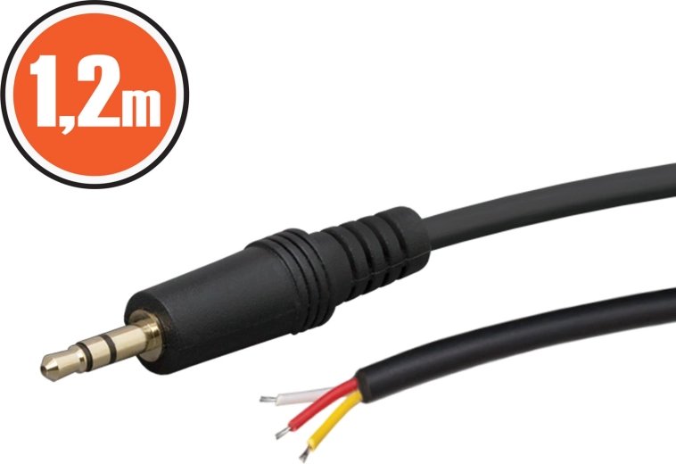 Avdio kabel Jack 3,5 mm stereo, 1,2 m, črn
