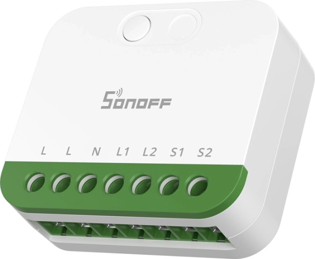 Sonoff mini-2gs matter dvokanalno pametno stikalo v steno