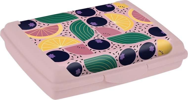 Snack box with clip closure 17 × 13 × 3.5 cm (assorted colors and designs)