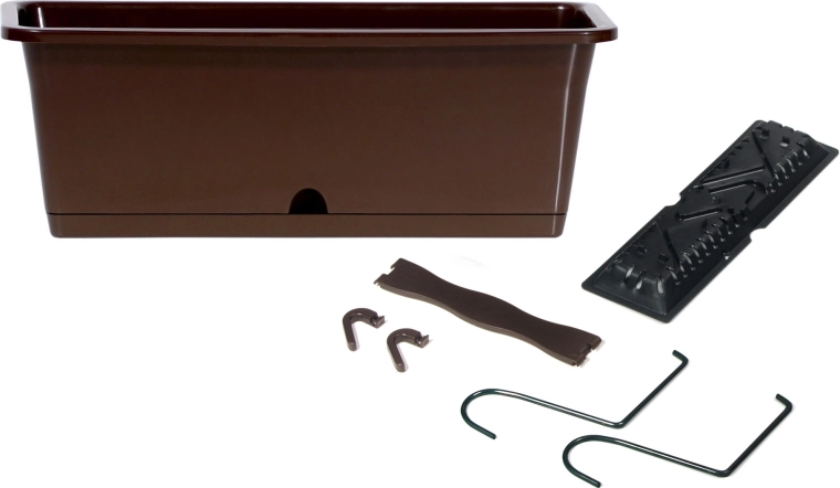 Balkonsko korito s kljukami 40 cm, rjavo