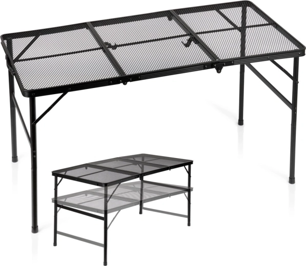 Zložljiva turistična miza Vilde 2v1, nastavljiva višina, črna 120 × 60 cm