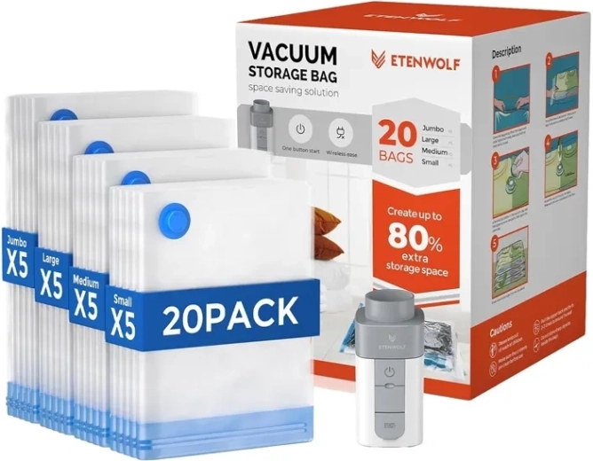 Vakuumska črpalka Etenwolf VB03 s kompletom 20 vakuumskih vrečk