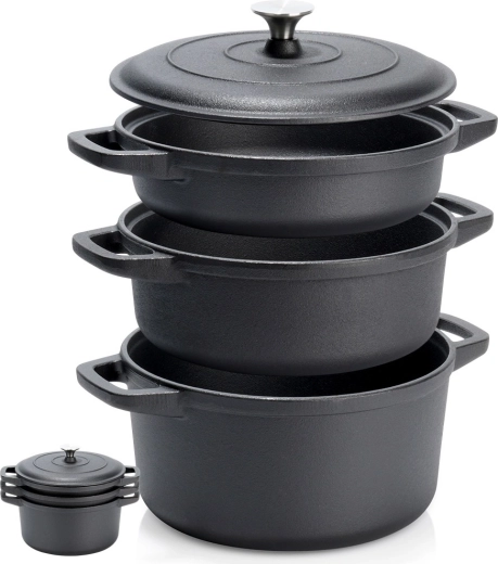 Set litoželeznih loncev s pokrovom CAST LINE 2 / 2,8 / 4,3 l, 4 deli