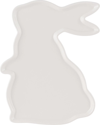 Porcelanast servirni krožniček v obliki zajčka, kremne barve, 23 × 17 cm