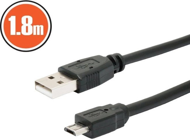 USB 2.0 kabel A na micro B, 1,8 m, črn