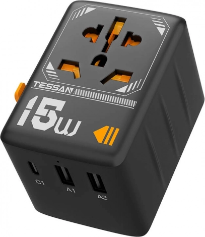 Potovalni adapter TESSAN z USB-A in USB-C