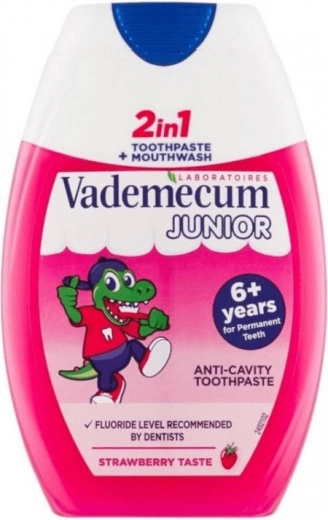 Vademecum Junior 2v1 jagodna otroška zobna pasta in ustna voda 75 ml