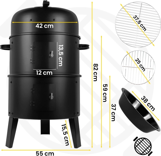 Curron SmokeHouse GM8000 vrtni žar z dimnico in termometrom