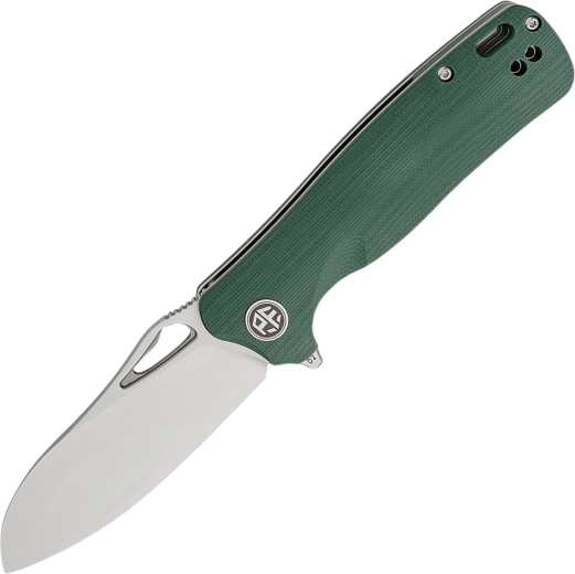 Petrified Fish Bunta green folding knife D2, satin, G10
