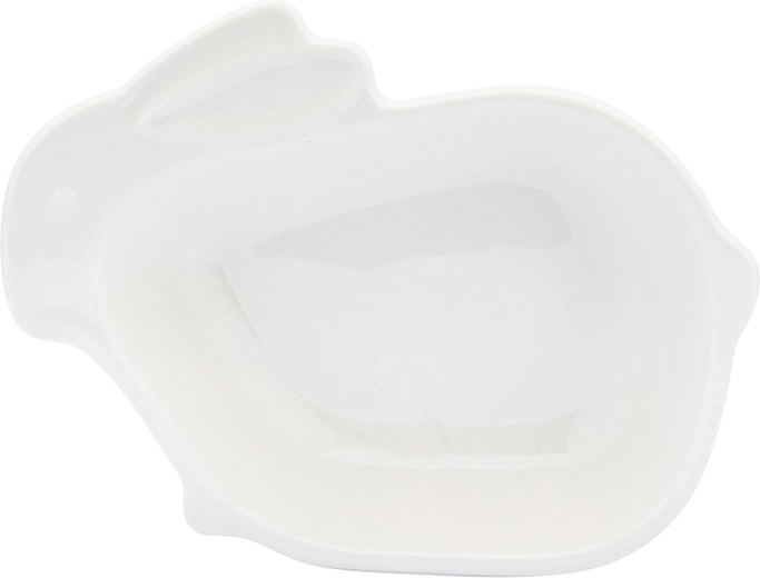 Porcelanasta servirna skledica v obliki zajčka, kremna