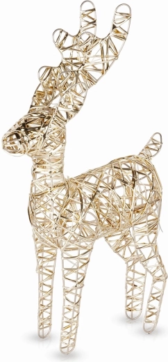 Glowing golden reindeer with 30 LEDs, 37 cm