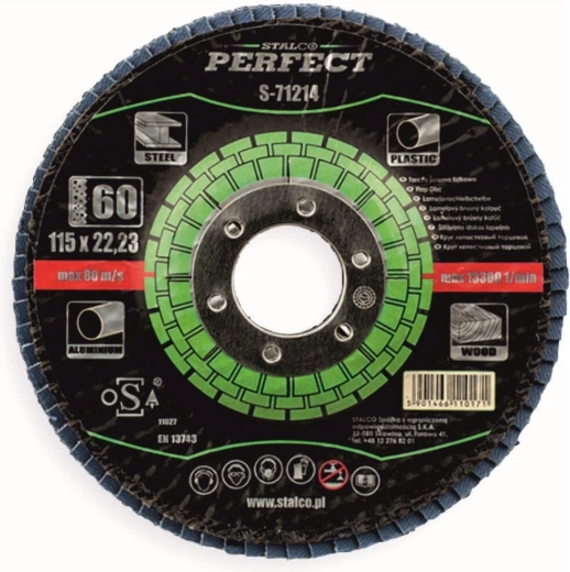 Stalco lamelni korundni brusni kolut 125 × 22,23 mm, zrnatost 60