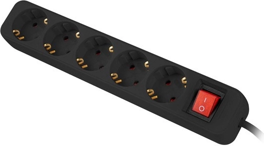 Podaljševalni prenapetostni razdelilec 5x vtičnica, 3 m, črna