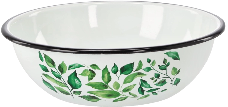 Emajlirana skleda 2,5 l z motivom fikusa, bela, 24,5 cm