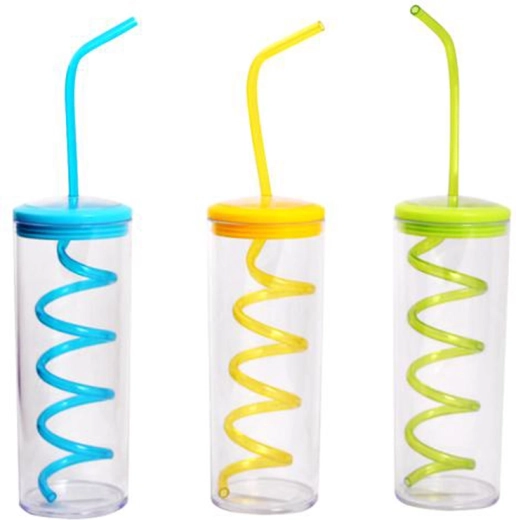 Plastični lonček s slamico TORO 300 ml