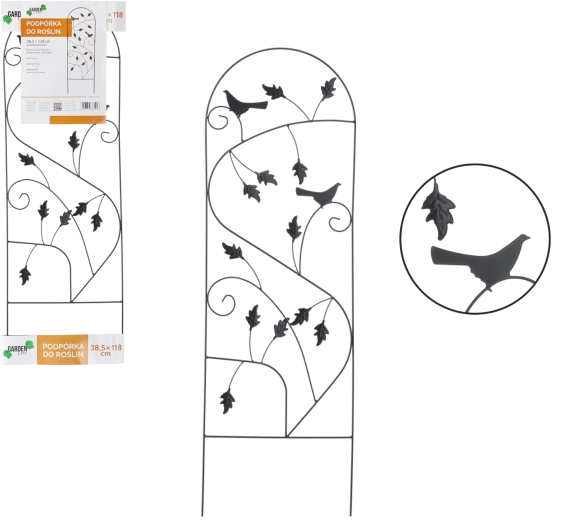 Kovinska vrtna opora za vzpenjavke 38,5 × 118 cm – črna