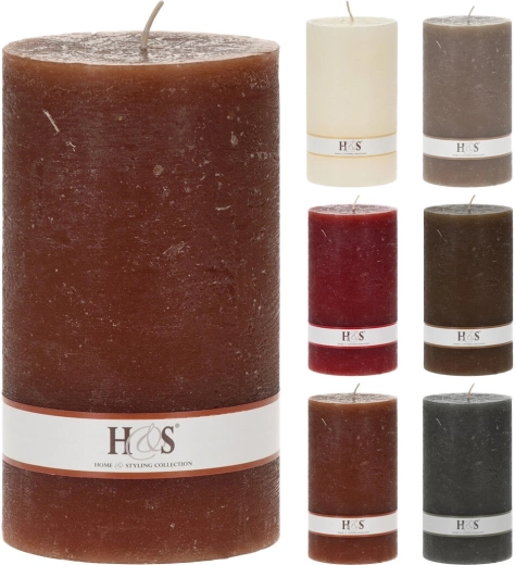 Rustikalna stebrna sveča 9 × 15 cm – mešanica barv