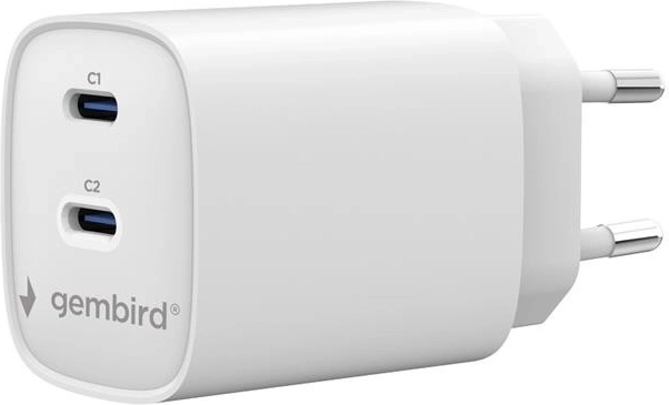 Gembird univerzalni polnilnik 2× USB‑C PD 45 W bel