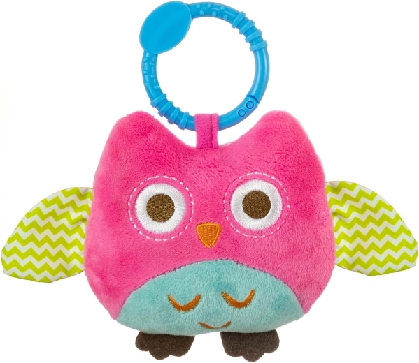 Happy Owl Pink Plush Hanging Owl