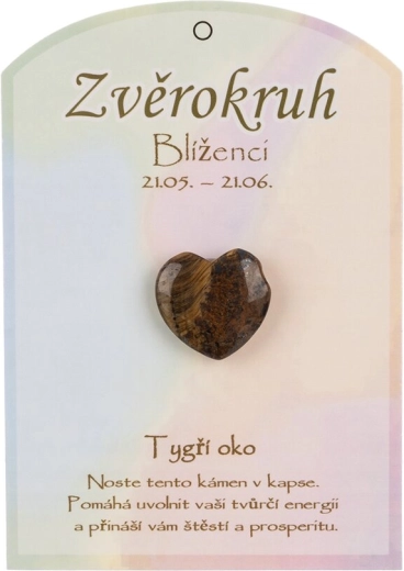 Tigrovo oko v obliki srca za znamenje Dvojčka