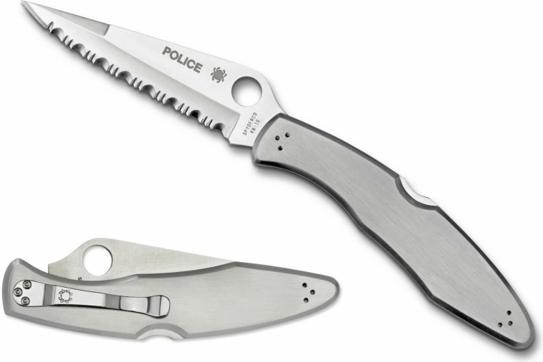 Spyderco Police nazobčan žepni nož, v celoti jeklen 10,7 cm