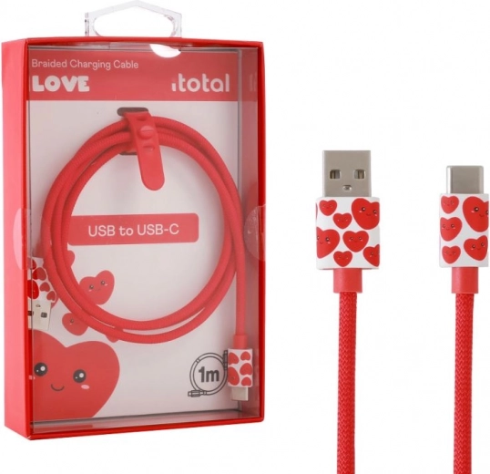 Polnilni kabel USB‑C s srčki s silikonskim trakom