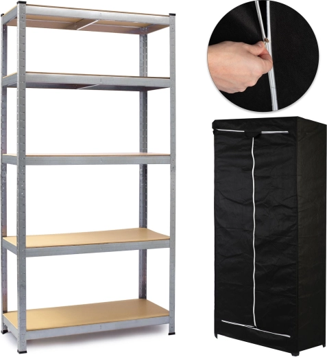 Kovinska polica 180 × 90 × 40 cm z brezplačnim pregrinjalom Humberg