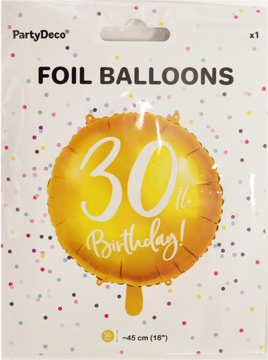 Folijski balon številka 30, zlat, 45 cm