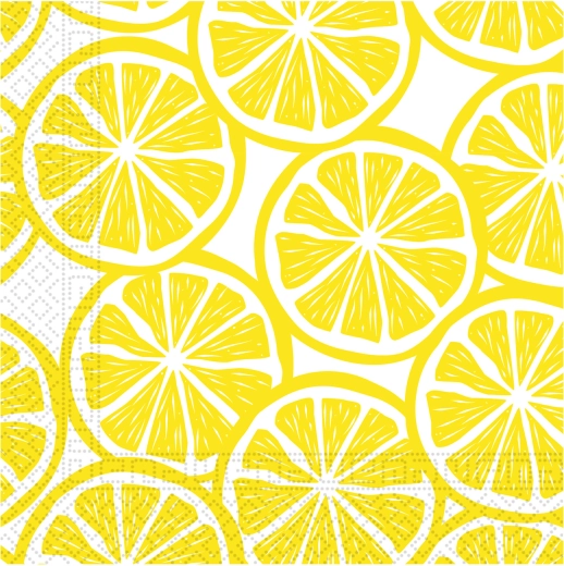 Three-ply napkins with lemon motif 33 × 33 cm