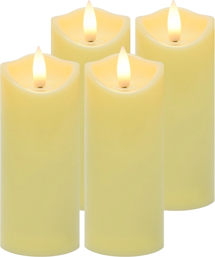 Ruhhy LED candle/insert for memorial lantern 12.5 × 5 cm, warm white, flickering flame (4 pcs)