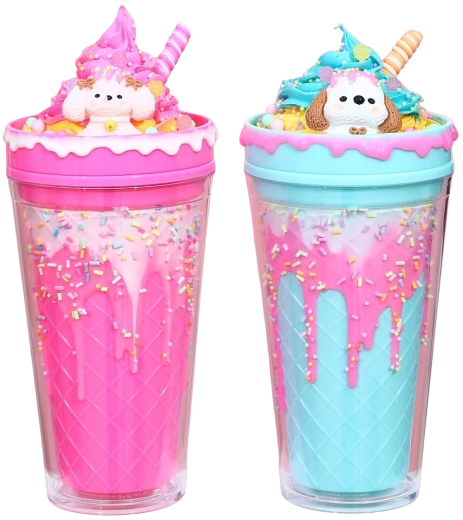 Lonček s pokrovom in slamico Sladoledni kužek 480 ml