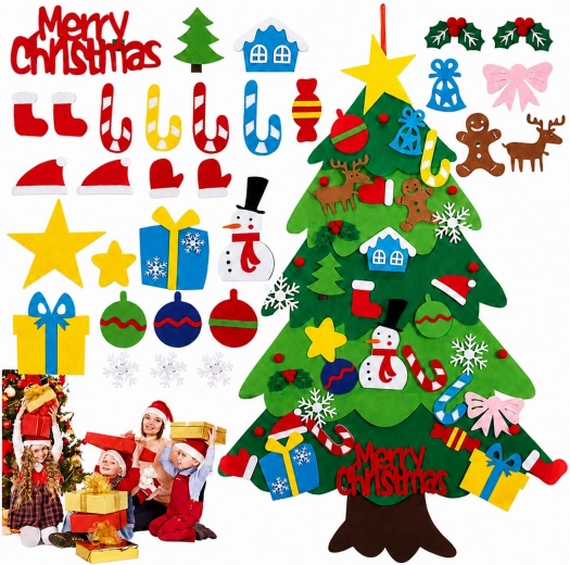 Felt Christmas tree for children to decorate themselves – 1 piece