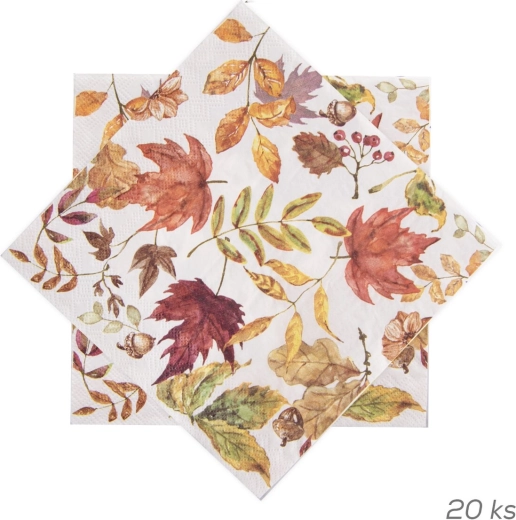 Papirnati prtički z motivom jesenskega listja 33 × 33 cm 20 kosov