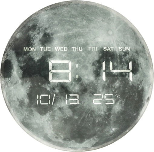 Stenska ura planeta Mars z LED zaslonom 32 cm – Siva