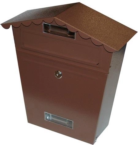 Poštni nabiralnik s strešico rjav 290 × 360 × 105 mm