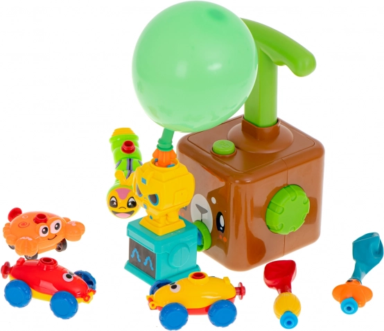 Balloon-Powered Launch Station with Cars – Aerodynamic Bear, Educational 23-Piece Set