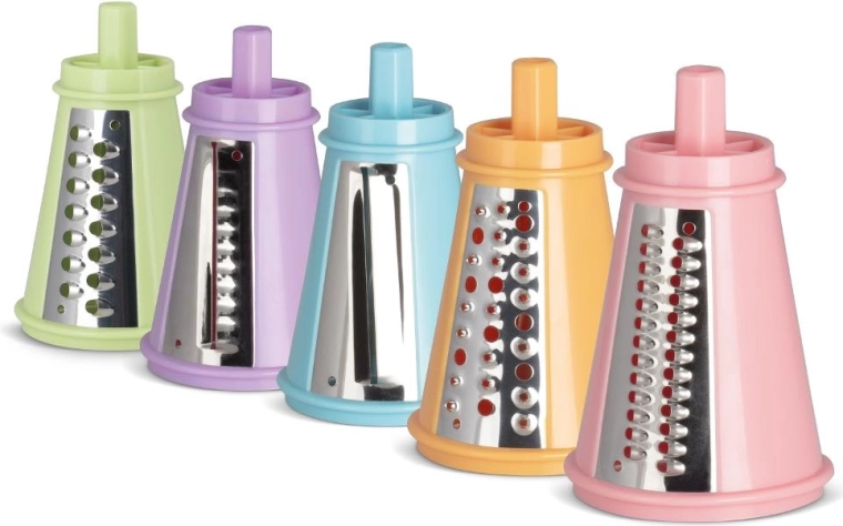 Five attachments for slicing and grating