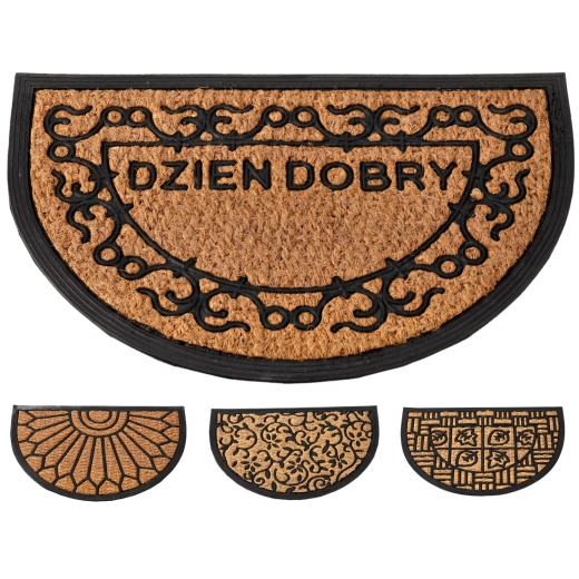 Polkrožna predpražnik iz kokosovih vlaken in gume 40 × 60 cm